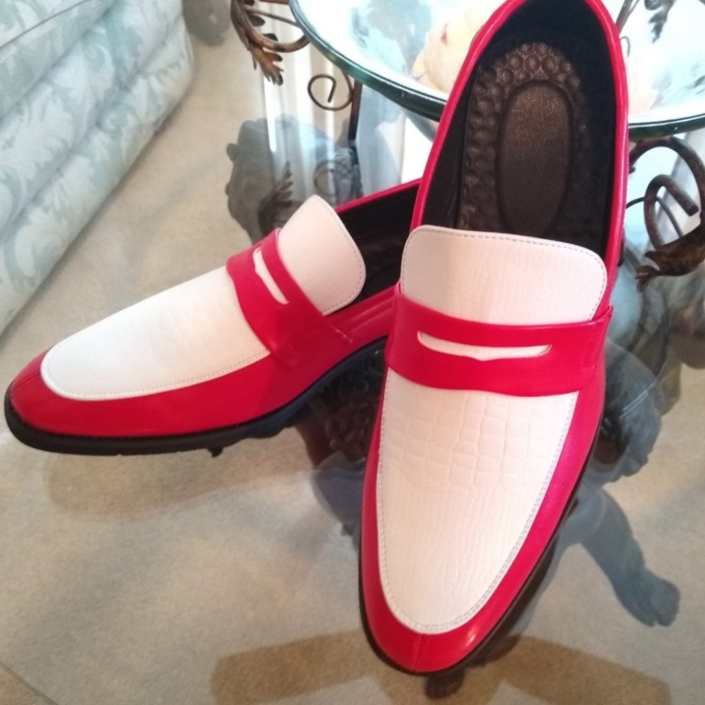 Two Tone Red and White Dress Shoes Size 9.5